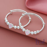 Bow Heart Silver Bangle for Kids(Pair)