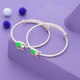 Green Elephant 925 Silver Kid Bangles (0-5 Yrs)