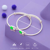 Green Elephant 925 Silver Kid Bangles (0-5 Yrs)