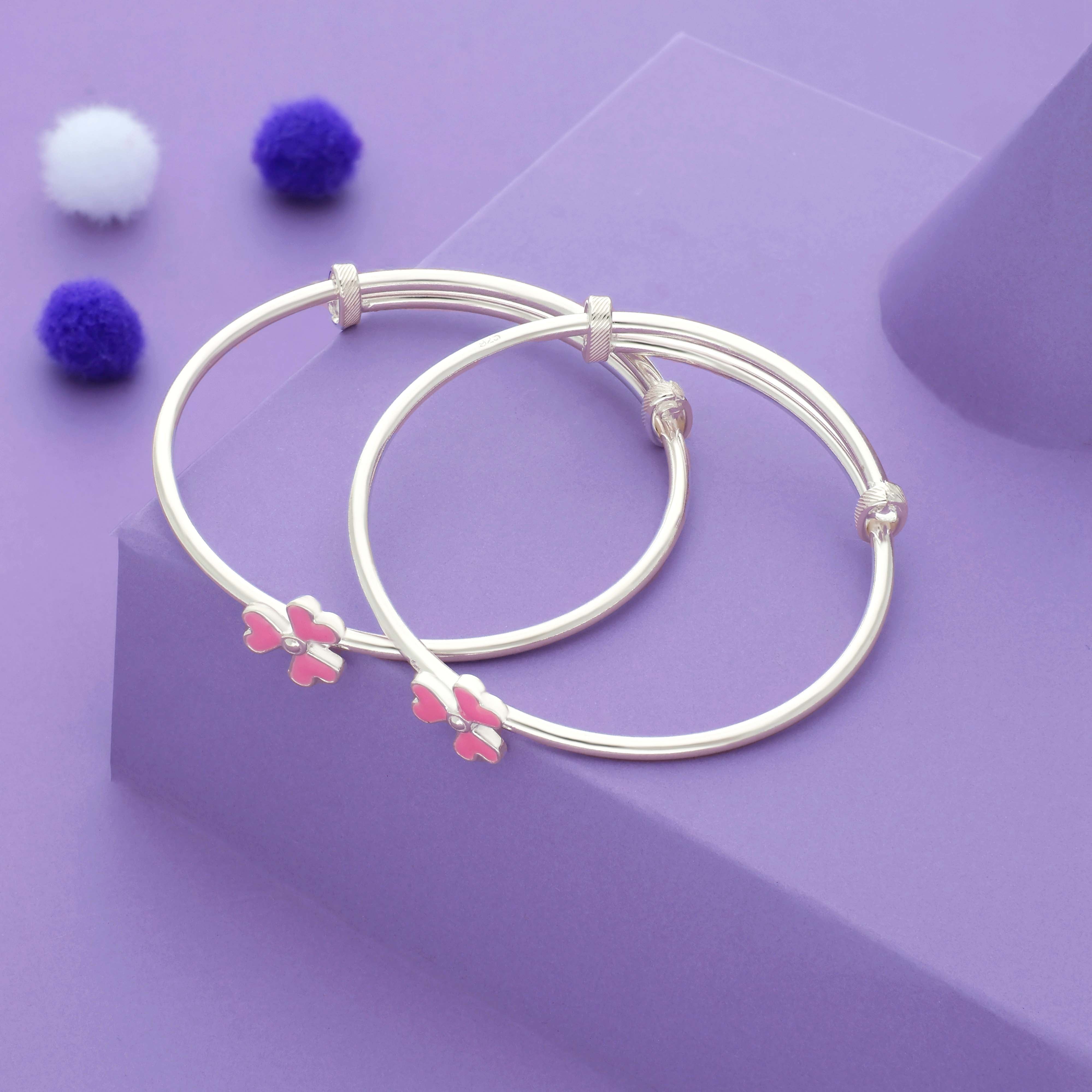 TriHeart Flower 925 Silver Kid Bangles (0-5 Yrs)