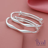 Twisted Plain Silver Bangle for Kids(Pair)