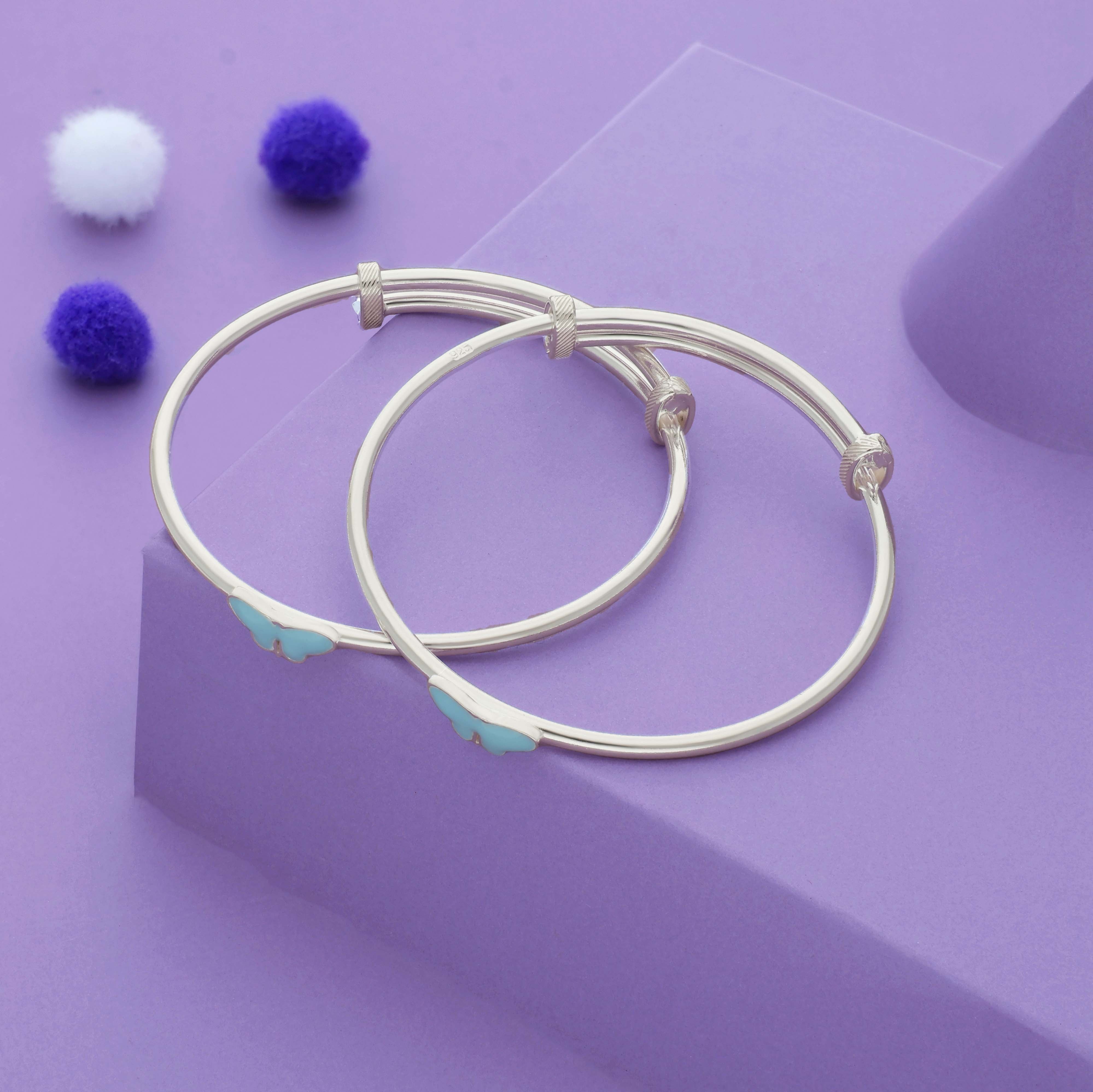 Elegant Butterfly 925 Silver Kid Bangles (0-5 Yrs)