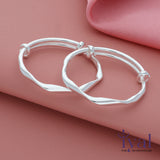 Twisted Plain Silver Bangle for Kids(Pair)