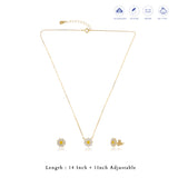 Cute Flower Gold Polish 925 Silver Kids Chain Pendant With Studs (3+ Years)