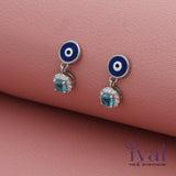 Turquoise Zircon Evil Eye Silver Drop Earring