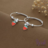 Strawberry Charm Silver Kada for Kids