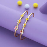 KittyBee Duo 18K Gold Polish Silver Kids Bangles (0-5 Yrs)