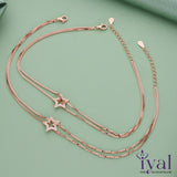 Single Star Double Layer Rose Gold Polish Silver Anklet