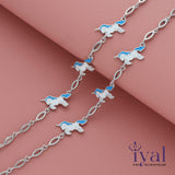 Blue Unicorn Silver Anklet for Kids(5+ Years)