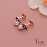 White Zircon Rose Gold Polish Silver Drop Earrings