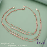 Glittering Zircon Rose Gold Polish Double Layer Silver Anklet