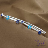 Evil Eye Adjustable Silver Bangle for Kids (2 - 8Yrs)