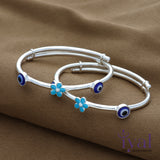 Evil Eye Adjustable Silver Bangle for Kids (2 - 8Yrs)