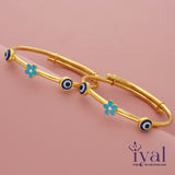Evil Eye Gold Polish Silver Bangle for Kids (2 - 8Yrs)