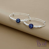 pure silver evil eye adjustable bangle for kids from zero to four years of age