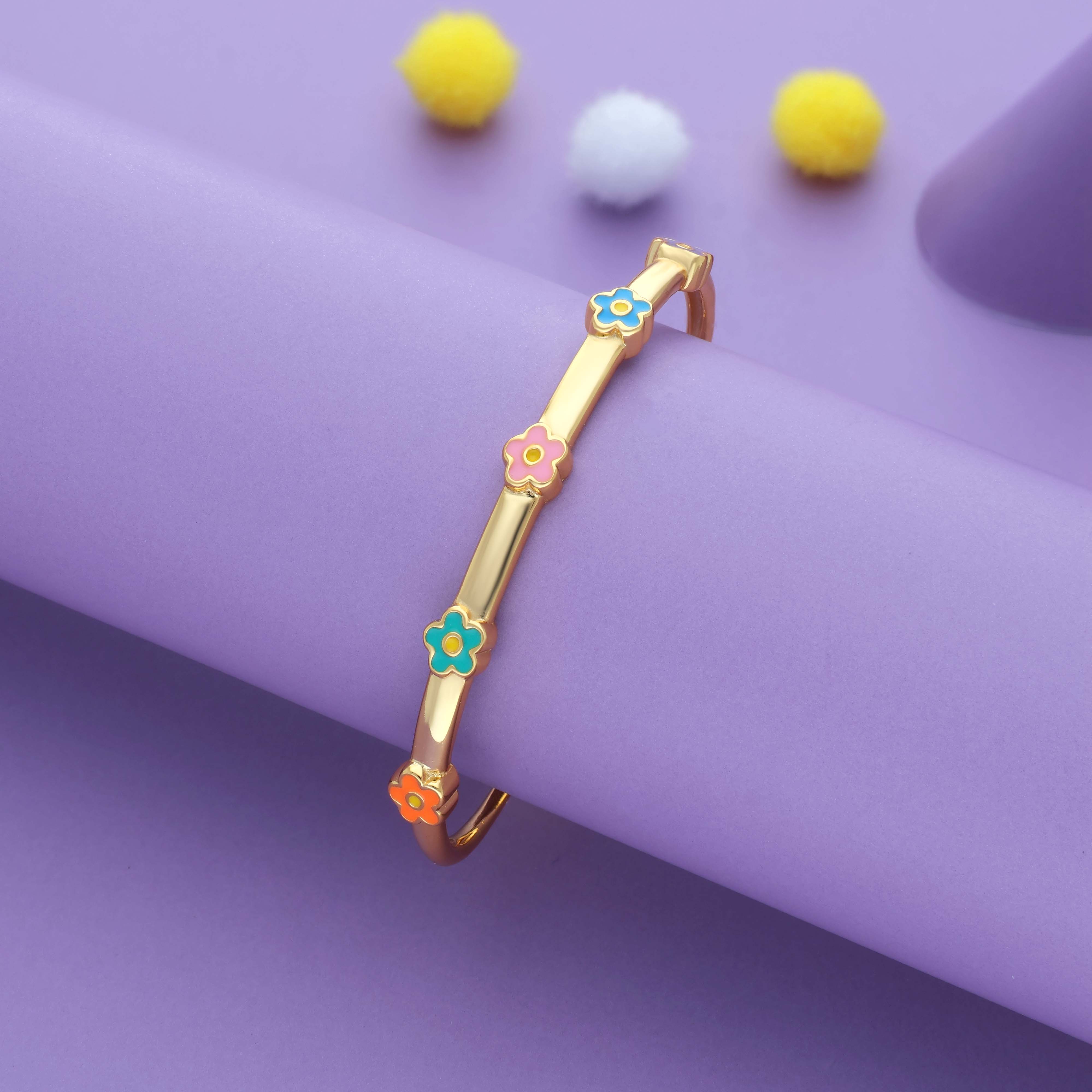 Blossom Joy 18K Gold Polish Silver Kid Bangle(0-5 Yrs)