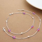 Amiable Multi Color Beads Silver Anklet