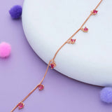 Hanging Red Charms Rose Gold Polish 925 Silver Bracelet