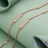 Simple Zircon Rose Gold Polish Silver Anklet