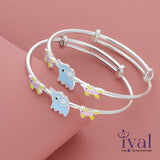 Cute Elephant Silver Kid Bangle(0 - 4Yrs)