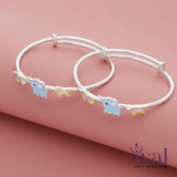 Cute Elephant Silver Kid Bangle(0 - 4Yrs)