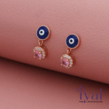 Pink Zircon Rose Gold Polish Silver Drop Earrings