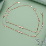 Simple Zircon Rose Gold Polish Silver Anklet
