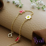 Adorable Butterfly Flower Gold Polish Silver Bracelet(1-5Yrs)