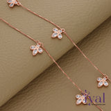 Vivid Leaf Bunch Rose Gold Polish Charm Silver Anklet