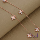 Vivid Leaf Bunch Rose Gold Polish Charm Silver Anklet