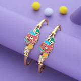 Elephant Heart Charm 18k Gold Polish Silver Kid Bangle (0-5 Yrs)