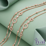 Multi Hollow Rose Gold Polish Silver Anklet
