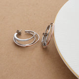 Dazzling Three Layer Silver Hoop Earrings for Women