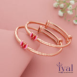 Pinkish Red Butterfly 18K Rose Gold Polish Silver Kid Bangle(0 - 6Yrs)