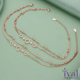 Multi Hollow Rose Gold Polish Silver Anklet