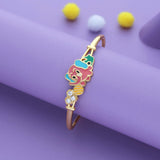 Elephant Heart Charm 18k Gold Polish Silver Kid Bangle (0-5 Yrs)