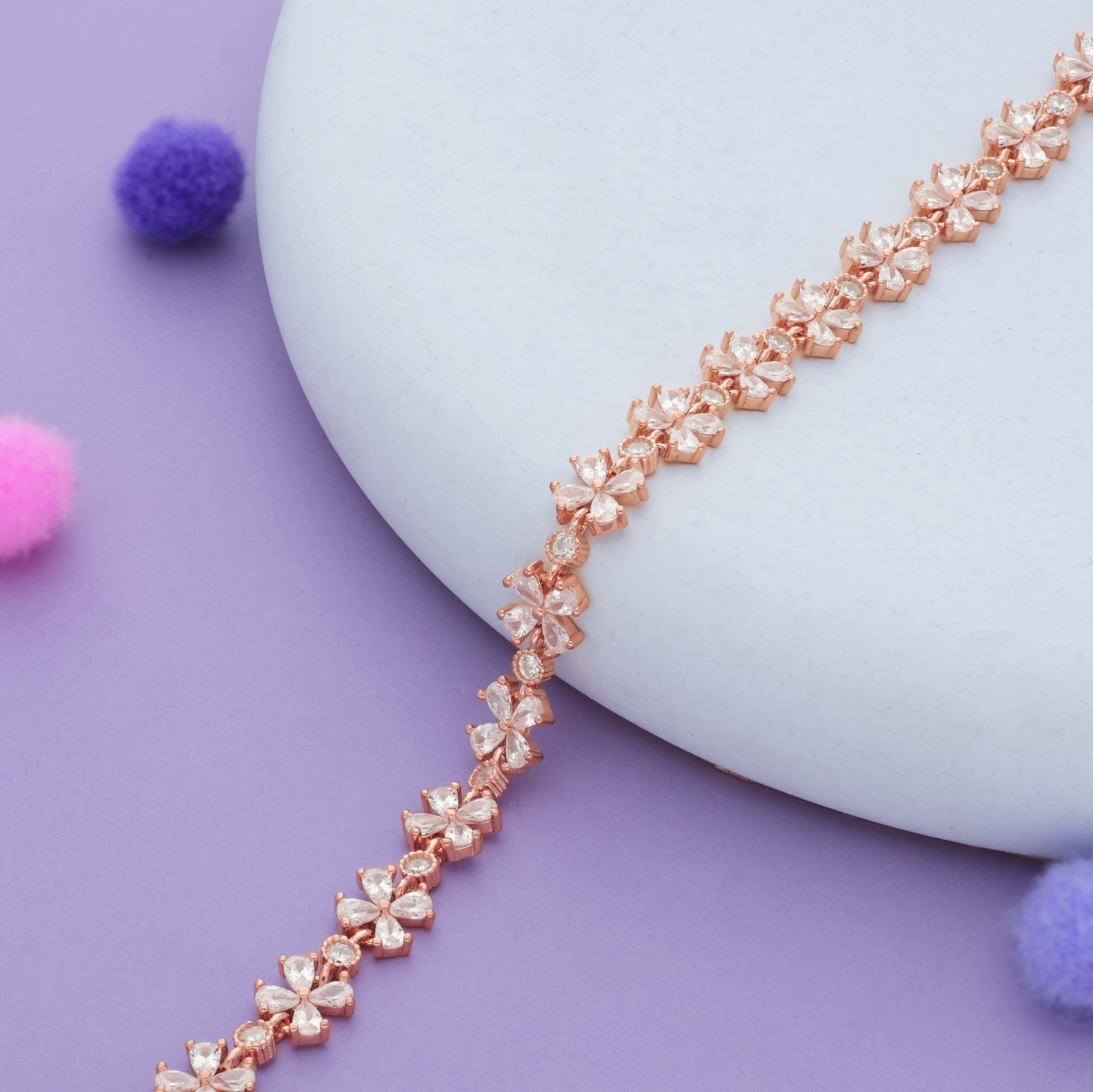 Blush Blossom Rose Gold Polish 925 Silver Bracelet