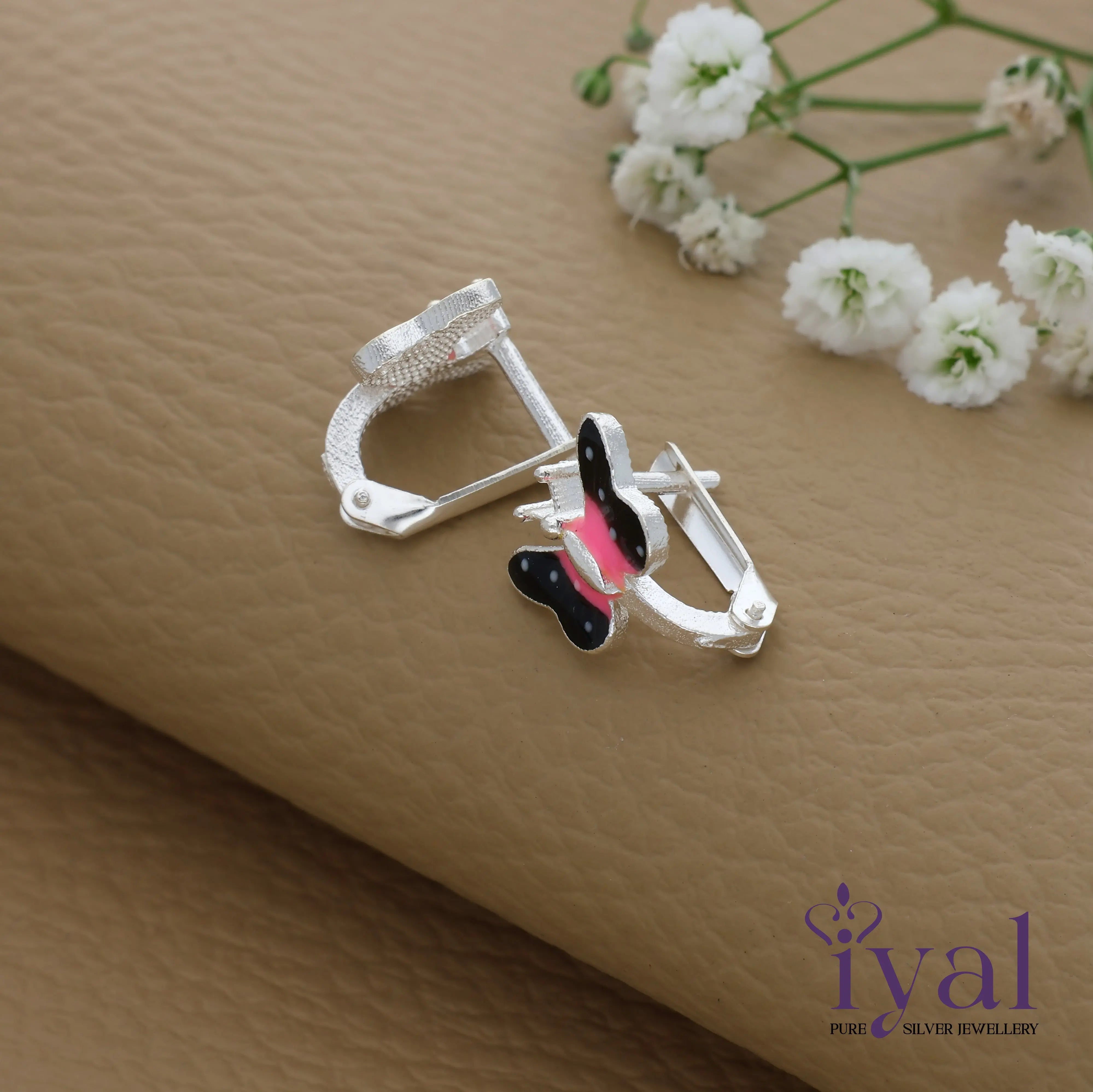 Vivid Butterfly Silver Hoop Earring for Kids