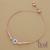 Delightful Evil Eye Rose Gold Polish Silver Bracelet