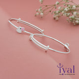 Cute White Bunny Adjustable Silver Kid Bangle for Boys(0 - 5Yr)