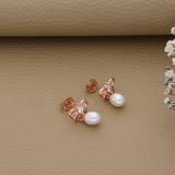 Pearl Drops Rose Gold Polish Silver Earring for Women & Teens