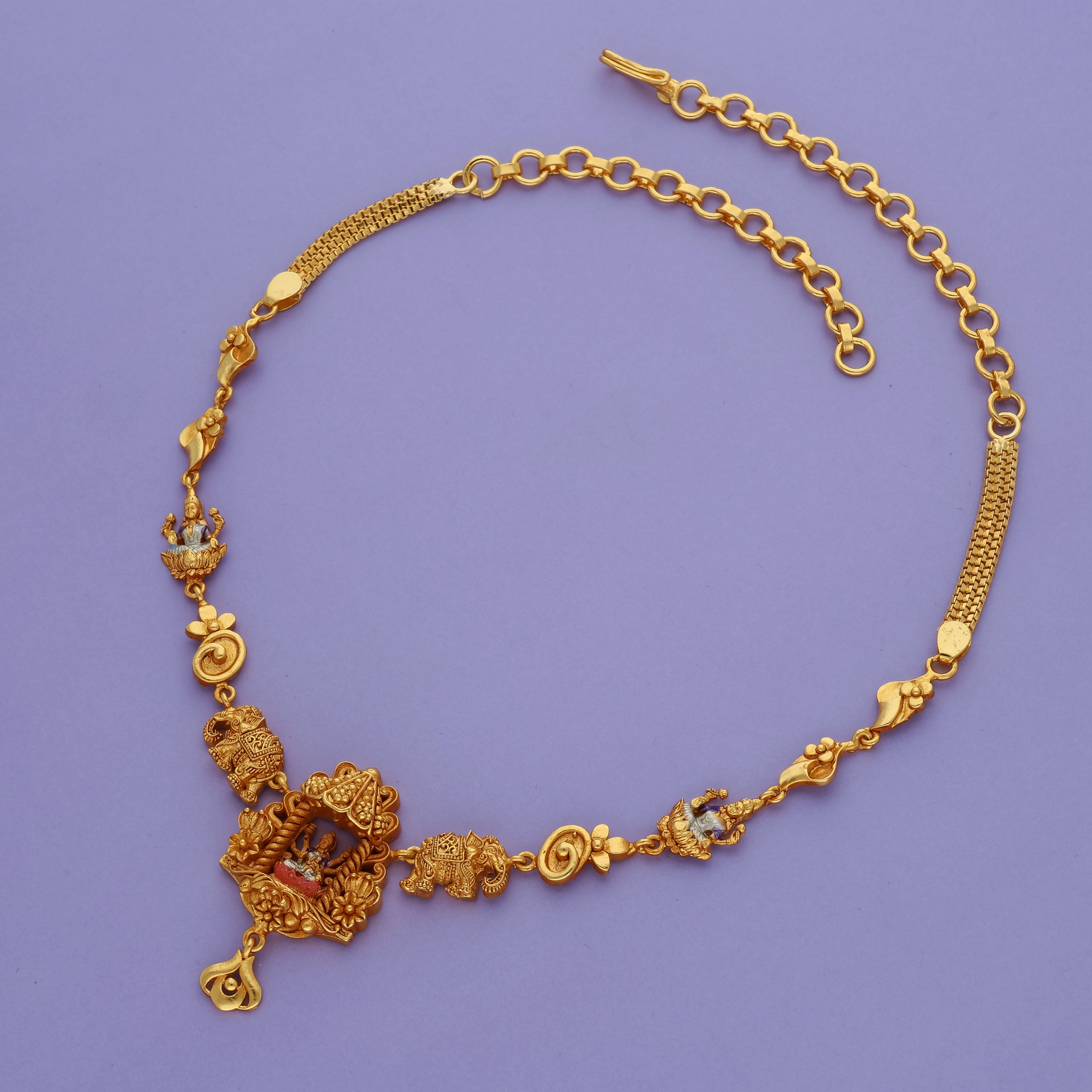 Devi Ambika 925 Silver Gold Polish Necklace