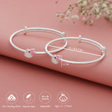 Cute White Bunny Adjustable Silver Kid Bangle for Boys(0 - 5Yr)