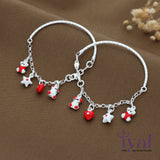 Red Cartoon Charm Silver bangle for Kids(Pair)