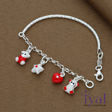 Red Cartoon Charm Silver bangle for Kids(Pair)