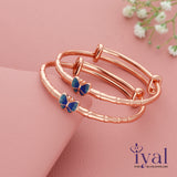 Blue Butterfly 18K Rose Gold Polish Silver Kid Bangle(0 - 6Yrs)