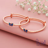 Blue Butterfly 18K Rose Gold Polish Silver Kid Bangle(0 - 6Yrs)