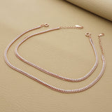 Radiant Double Layer Rose Gold Polish Silver Anklet