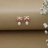 Pearl Drops Rose Gold Polish Silver Earring for Women & Teens