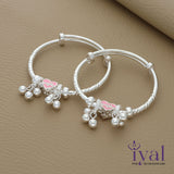 Heart Adjustable Silver Kada for Kids with Bells